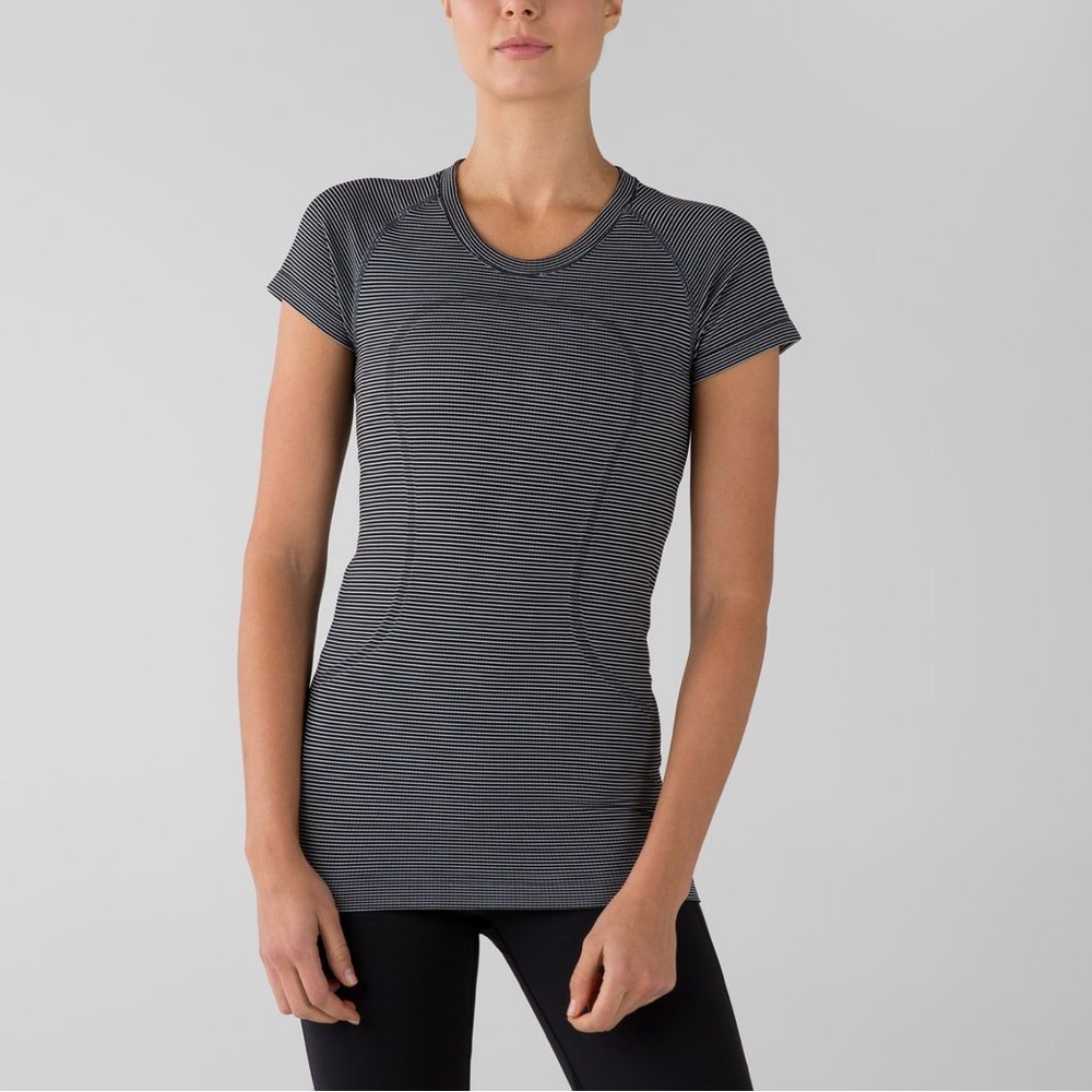 Lululemon Run: Swiftly Tech Short Sleeve Crew Tempo Stripe Black White